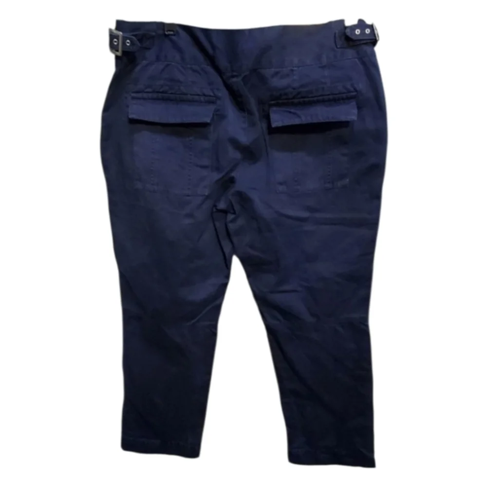 Banana Republic Heritage Navy Blue Cropped Belted Utility Linen Pants Size 12‎